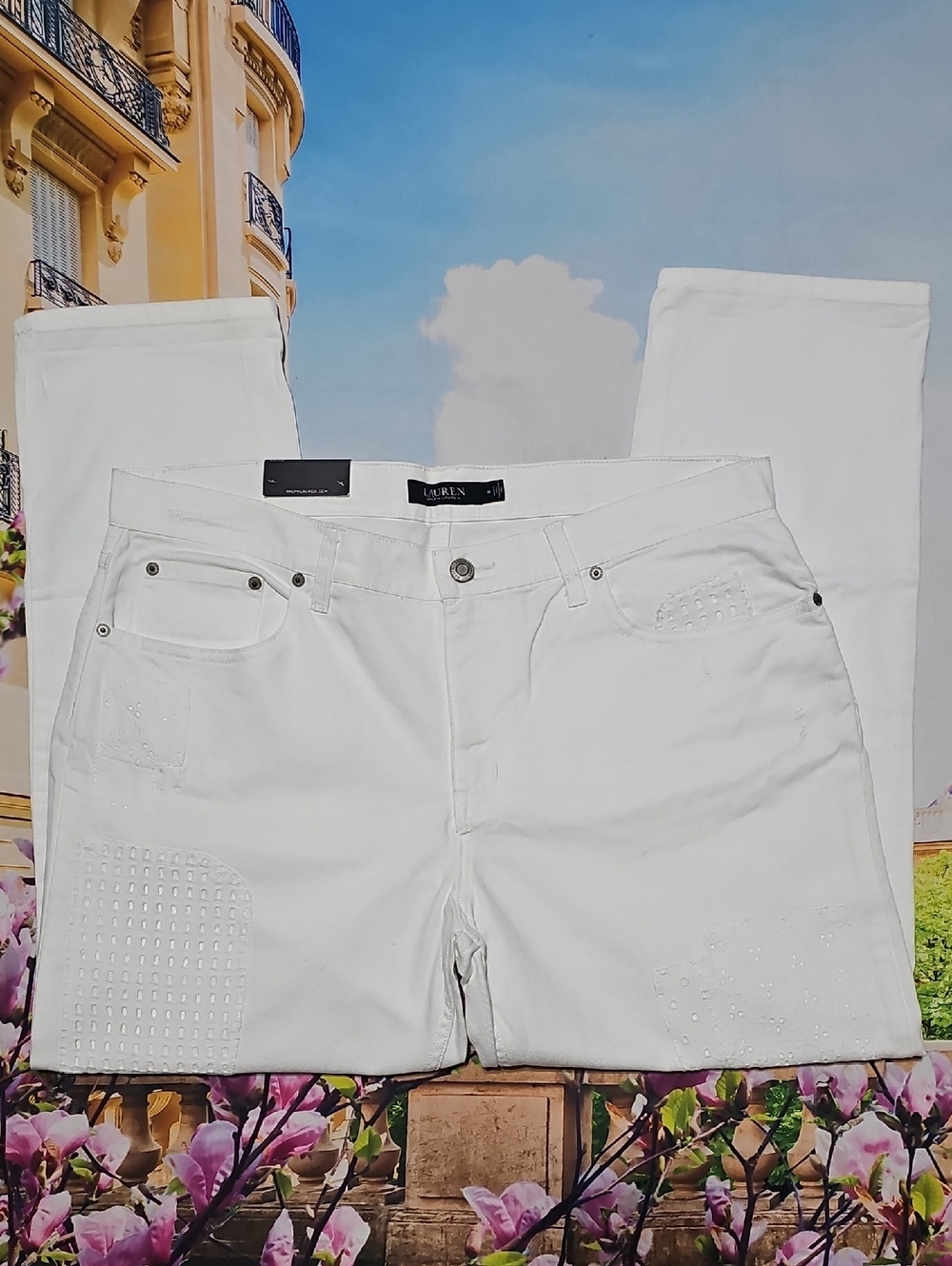 Lauren Ralph Lauren‎ High Waist White Jeans Size 14 New